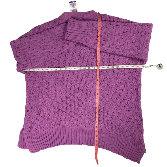 XXL Purple Textured Chenille Knit Crew Neck Long Sleeve Pullover Sweater Top - Picture 2 of 5